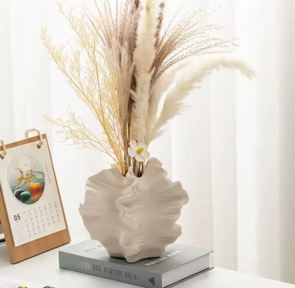 Sculpted Wave Ceramic Vase