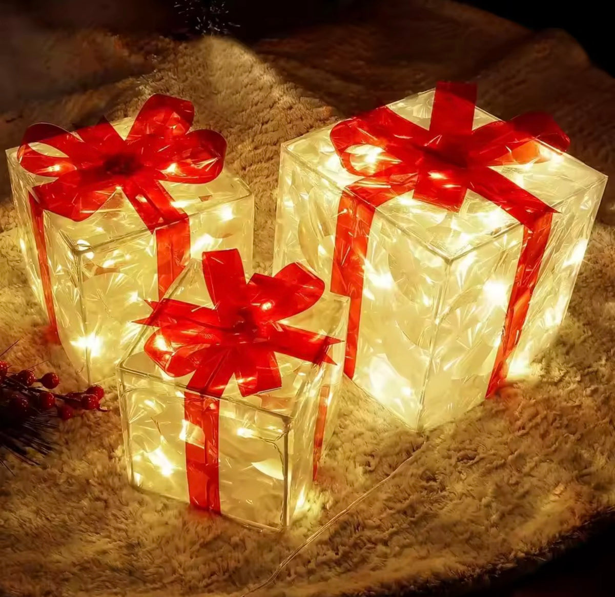WarmGlow LED Christmas Gift Boxes