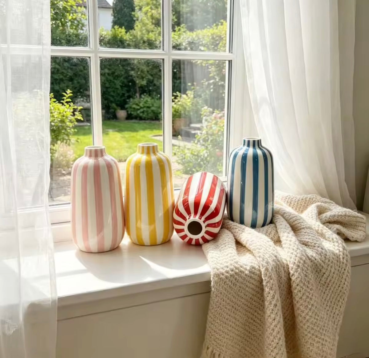 Striped Ceramic Vase